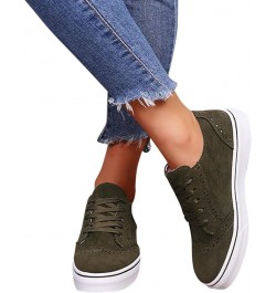 Fashion Spring and Summer Women Casual Shoes Large Size Comfortable Round Toe Lace Up Casual Womens Shoes Jean Look Green $16...