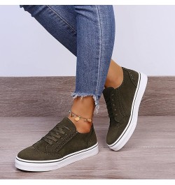 Fashion Spring and Summer Women Casual Shoes Large Size Comfortable Round Toe Lace Up Casual Womens Shoes Jean Look Green $16...