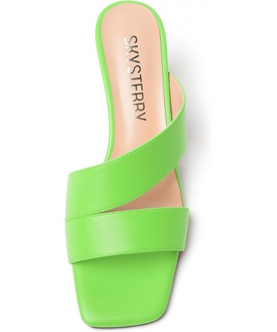 Womens Open Toe Dress Wedding Slip On Matte Spool Mid Heel Heeled Sandals 2.5 Inch Lime Green $42.33 Sandals