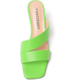 Womens Open Toe Dress Wedding Slip On Matte Spool Mid Heel Heeled Sandals 2.5 Inch Lime Green $42.33 Sandals