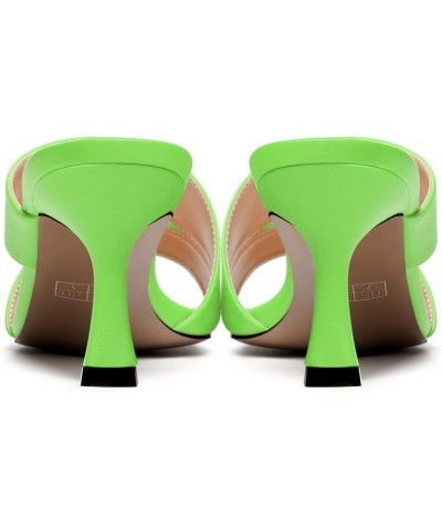 Womens Open Toe Dress Wedding Slip On Matte Spool Mid Heel Heeled Sandals 2.5 Inch Lime Green $42.33 Sandals