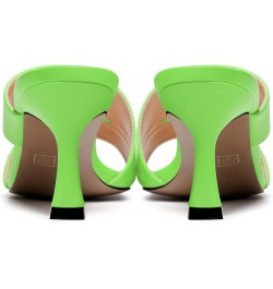 Womens Open Toe Dress Wedding Slip On Matte Spool Mid Heel Heeled Sandals 2.5 Inch Lime Green $42.33 Sandals