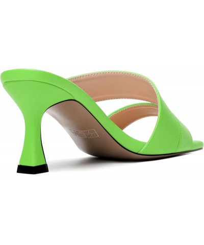 Womens Open Toe Dress Wedding Slip On Matte Spool Mid Heel Heeled Sandals 2.5 Inch Lime Green $42.33 Sandals