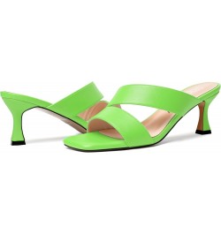 Womens Open Toe Dress Wedding Slip On Matte Spool Mid Heel Heeled Sandals 2.5 Inch Lime Green $42.33 Sandals