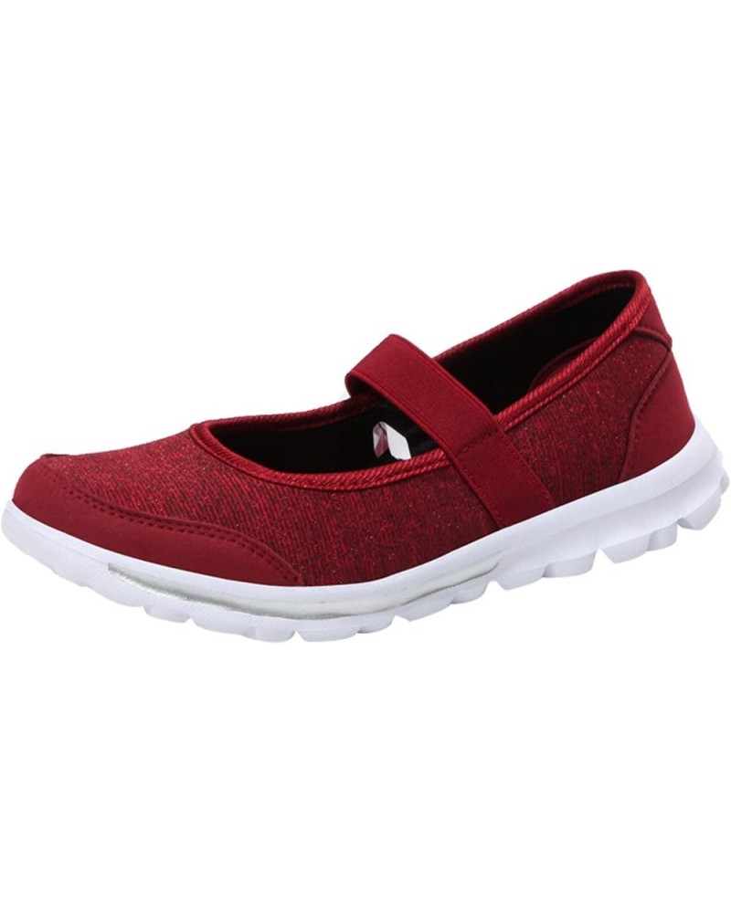 Slip on Sneakers Women Casual ShoesSlack Slip On Sneakers Soft Sole Flat Sneakers Red $10.64 Athletic Shoes