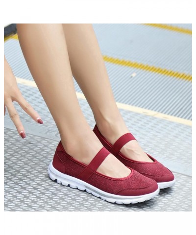 Slip on Sneakers Women Casual ShoesSlack Slip On Sneakers Soft Sole Flat Sneakers Red $10.64 Athletic Shoes