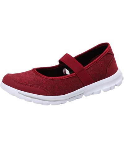 Slip on Sneakers Women Casual ShoesSlack Slip On Sneakers Soft Sole Flat Sneakers Red $10.64 Athletic Shoes