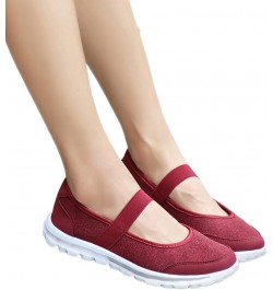 Slip on Sneakers Women Casual ShoesSlack Slip On Sneakers Soft Sole Flat Sneakers Red $10.64 Athletic Shoes