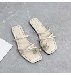 Women's Solid Strappy Flat Top Shoes Fashion Breathable Open Toe Thong Sandals with Back Zipper Casual Bohemian Beach Sandals...