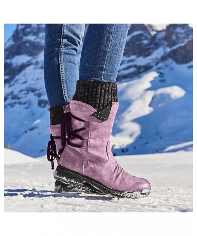 Winter Boots for Women Warm Fur Lined Snow Boots Waterproof Ankle Boots Outdoor Shoes Hiking Comfortable Shoes for Women C2-p...