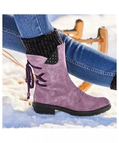 Winter Boots for Women Warm Fur Lined Snow Boots Waterproof Ankle Boots Outdoor Shoes Hiking Comfortable Shoes for Women C2-p...