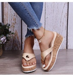 LONG-M Women Sandals Slippers Female Casual Platform Flip Flops Fashion Comfortable Outdoor Beach Slides Beige 37 $25.43 Sandals