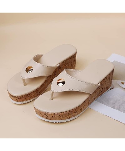 LONG-M Women Sandals Slippers Female Casual Platform Flip Flops Fashion Comfortable Outdoor Beach Slides Beige 37 $25.43 Sandals