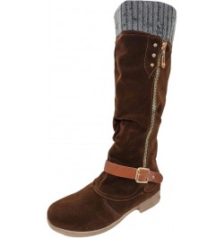 Cowgirl Boots, Women Zipper Chunky Heel Middle Tube Round Toe Boots Z-02 Brown $22.71 Boots