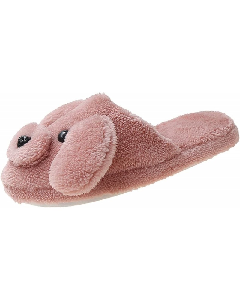 Fashion Autumn And Winter Women Slippers Flat Non Slip Plush Warm Comfortable Cute Slippers for Women Washable Hot Pink $12.6...