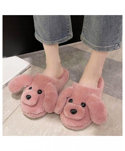 Fashion Autumn And Winter Women Slippers Flat Non Slip Plush Warm Comfortable Cute Slippers for Women Washable Hot Pink $12.6...