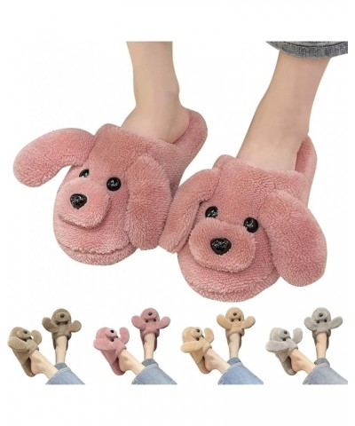 Fashion Autumn And Winter Women Slippers Flat Non Slip Plush Warm Comfortable Cute Slippers for Women Washable Hot Pink $12.6...