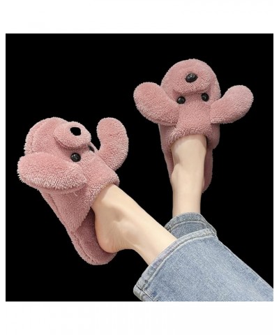 Fashion Autumn And Winter Women Slippers Flat Non Slip Plush Warm Comfortable Cute Slippers for Women Washable Hot Pink $12.6...