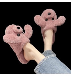 Fashion Autumn And Winter Women Slippers Flat Non Slip Plush Warm Comfortable Cute Slippers for Women Washable Hot Pink $12.6...