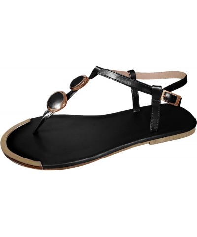 Orthopedic Sandals for Women, Sandals for Women with Arch Support Open Toe Flip Flops Thong Sandal with Buckle Strap X02-blac...