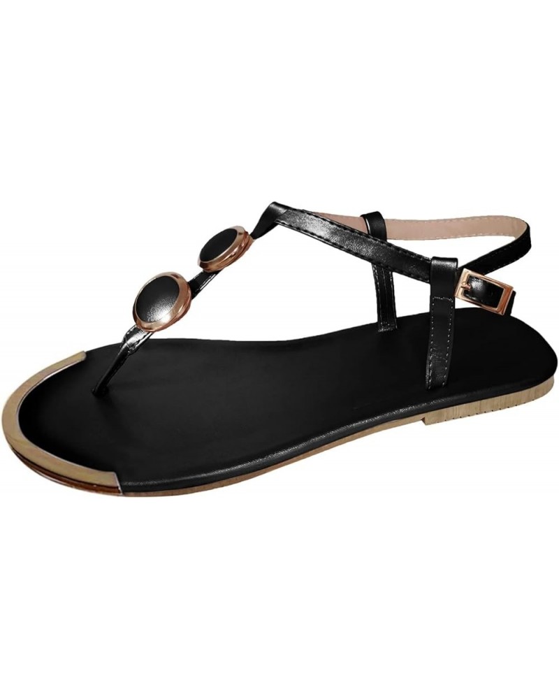 Orthopedic Sandals for Women, Sandals for Women with Arch Support Open Toe Flip Flops Thong Sandal with Buckle Strap X02-blac...