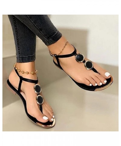 Orthopedic Sandals for Women, Sandals for Women with Arch Support Open Toe Flip Flops Thong Sandal with Buckle Strap X02-blac...