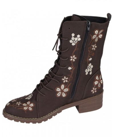 Black Platform Boots Short Wellies Women Mid-Calf Boots Anti-Slip Snow Boots 4-brown $31.69 Boots