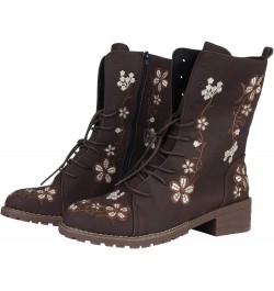 Black Platform Boots Short Wellies Women Mid-Calf Boots Anti-Slip Snow Boots 4-brown $31.69 Boots