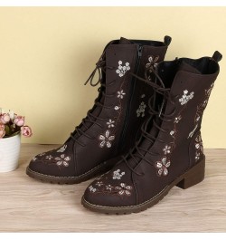 Black Platform Boots Short Wellies Women Mid-Calf Boots Anti-Slip Snow Boots 4-brown $31.69 Boots