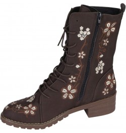 Black Platform Boots Short Wellies Women Mid-Calf Boots Anti-Slip Snow Boots 4-brown $31.69 Boots