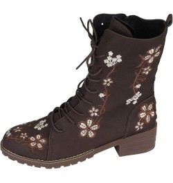 Black Platform Boots Short Wellies Women Mid-Calf Boots Anti-Slip Snow Boots 4-brown $31.69 Boots