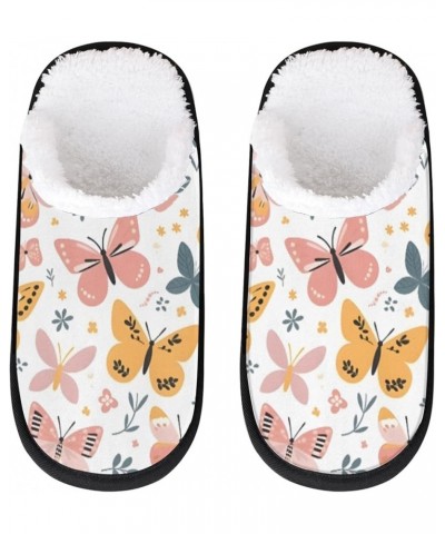 Sunflower Blue Butterfly Women's Indoor Bedroom Slippers Soft Fuzzy Slip On House Slippers for Winter Bedroom Outdoor White, ...