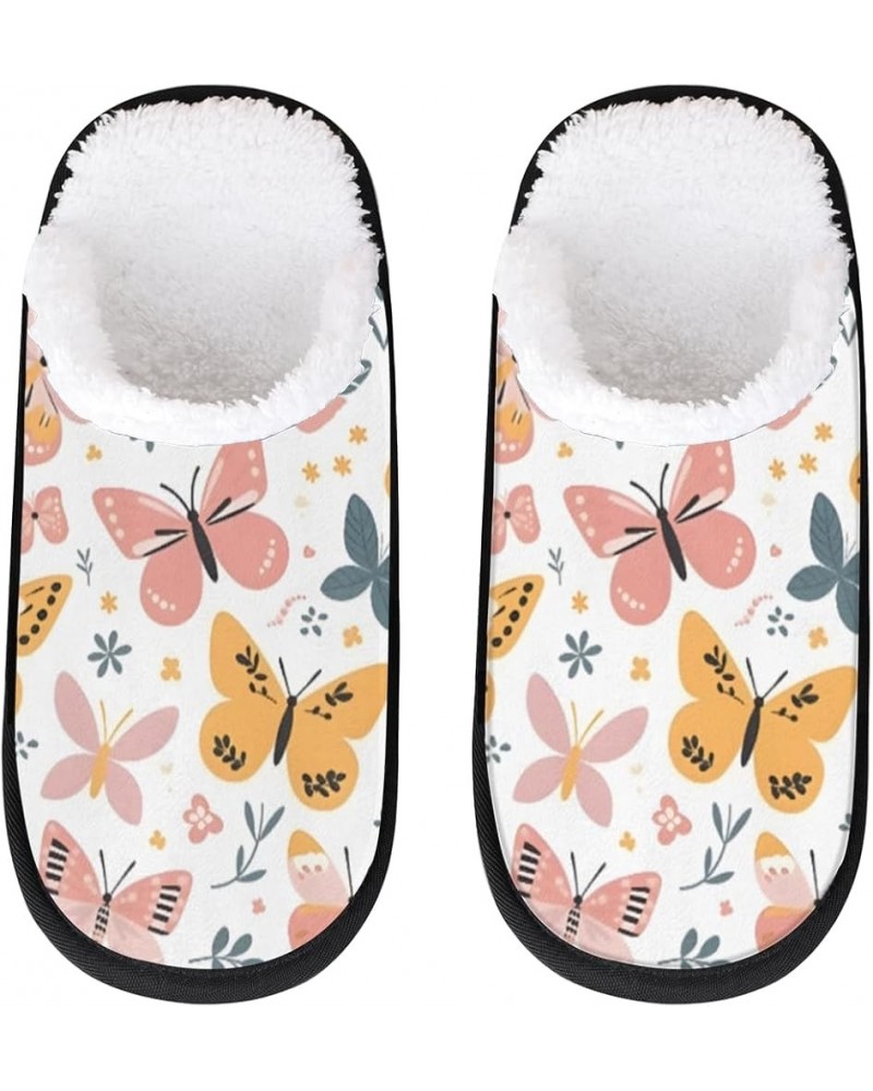 Sunflower Blue Butterfly Women's Indoor Bedroom Slippers Soft Fuzzy Slip On House Slippers for Winter Bedroom Outdoor White, ...