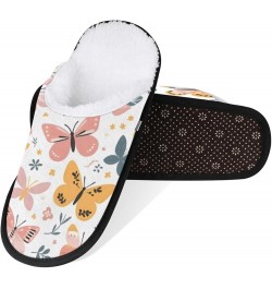 Sunflower Blue Butterfly Women's Indoor Bedroom Slippers Soft Fuzzy Slip On House Slippers for Winter Bedroom Outdoor White, ...