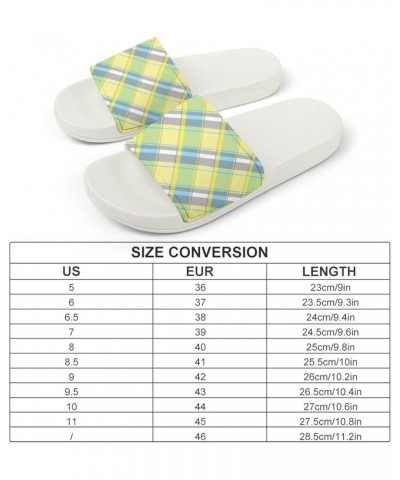 Abstract Lite Color Check Pixel Plaid Home Slippers PVC Open Toe Shower Slippers Fashion Sandals for Men Women 42 (260mm) Whi...