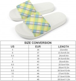 Abstract Lite Color Check Pixel Plaid Home Slippers PVC Open Toe Shower Slippers Fashion Sandals for Men Women 42 (260mm) Whi...