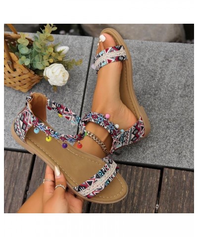 Flip Flop Heels For Women Wide Width Pearl Sandals For Women Platform Sandals For Walking Wine $11.24 Sandals