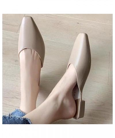 Women's Mule Cute Square Toe Low Heels Work Mule Sandals Women's Backless Mule Loafers Khaki $18.04 Mules & Clogs