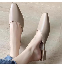 Women's Mule Cute Square Toe Low Heels Work Mule Sandals Women's Backless Mule Loafers Khaki $18.04 Mules & Clogs