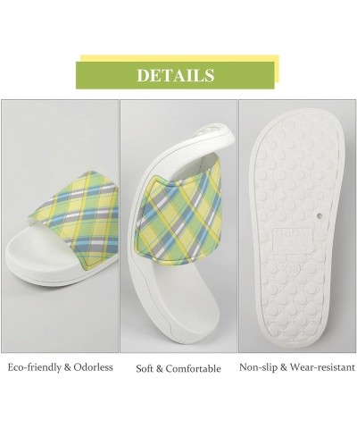 Abstract Lite Color Check Pixel Plaid Home Slippers PVC Open Toe Shower Slippers Fashion Sandals for Men Women 42 (260mm) Whi...