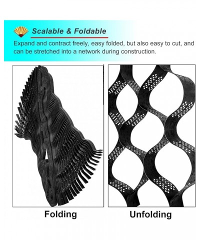 Foldable & Scalable Geo Grid Fabric - 5cm/2 Inch Tall, Black Anti-Deformation Gravel Stabilizer Grid, for Slope Steep Drivewa...