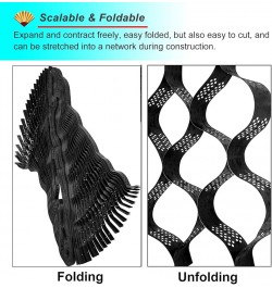 Foldable & Scalable Geo Grid Fabric - 5cm/2 Inch Tall, Black Anti-Deformation Gravel Stabilizer Grid, for Slope Steep Drivewa...