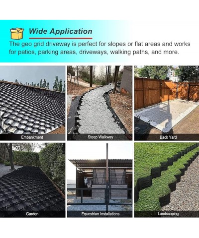 Foldable & Scalable Geo Grid Fabric - 5cm/2 Inch Tall, Black Anti-Deformation Gravel Stabilizer Grid, for Slope Steep Drivewa...