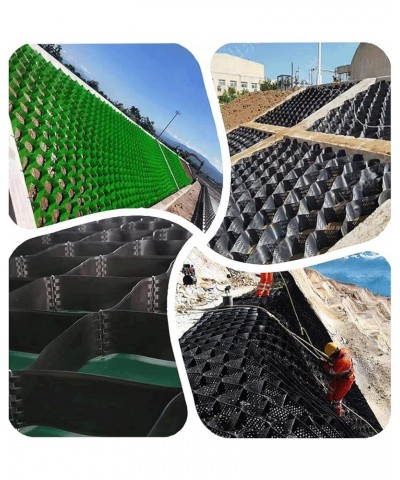 Foldable & Scalable Geo Grid Fabric - 5cm/2 Inch Tall, Black Anti-Deformation Gravel Stabilizer Grid, for Slope Steep Drivewa...