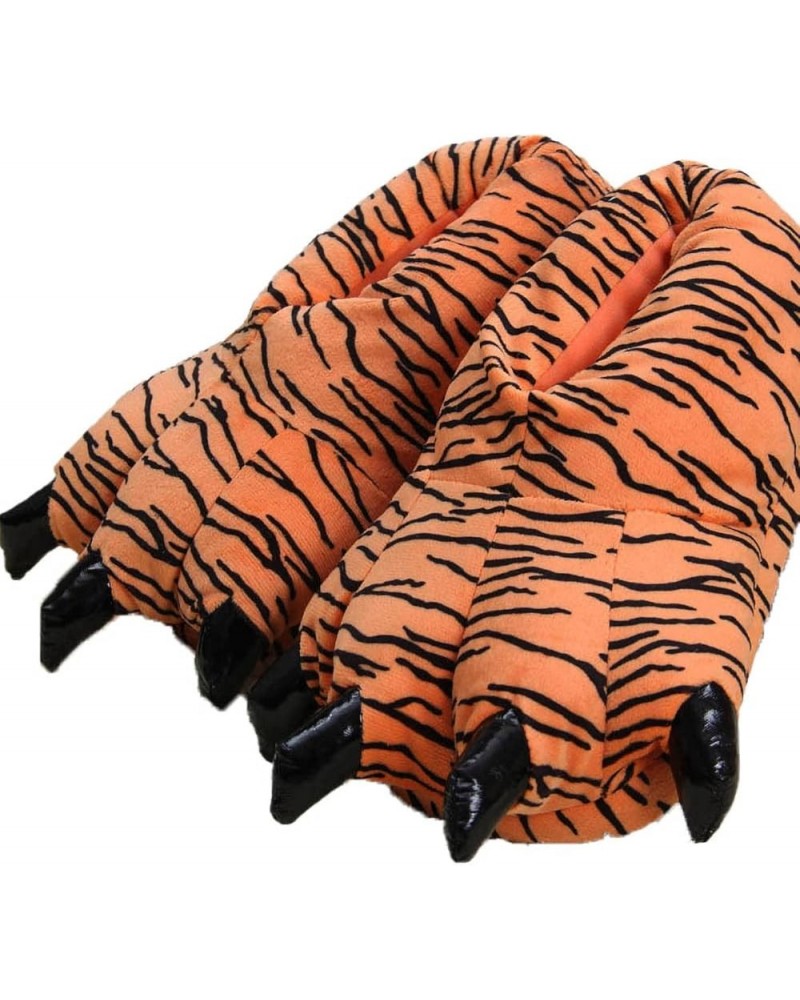 Unisex Funny Animal Paw slippers Shoes Furry Dinosaur bear Claw Slippers Cartoon plush slippers Tiger $9.50 Slippers