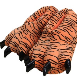 Unisex Funny Animal Paw slippers Shoes Furry Dinosaur bear Claw Slippers Cartoon plush slippers Tiger $9.50 Slippers