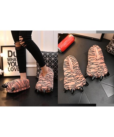 Unisex Funny Animal Paw slippers Shoes Furry Dinosaur bear Claw Slippers Cartoon plush slippers Tiger $9.50 Slippers