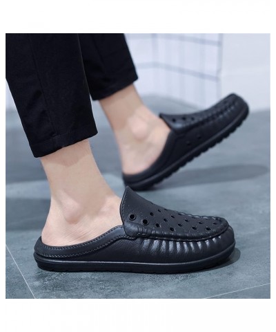 Men's Lightweight Slippers Waterproof Closed Toe Slippers Breathable House Slipper Wear Resistant Sandals Indoor Outdoor D Bl...