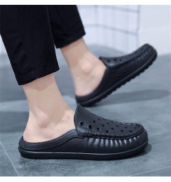 Men's Lightweight Slippers Waterproof Closed Toe Slippers Breathable House Slipper Wear Resistant Sandals Indoor Outdoor D Bl...