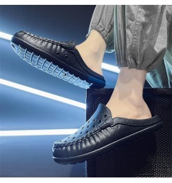 Men's Lightweight Slippers Waterproof Closed Toe Slippers Breathable House Slipper Wear Resistant Sandals Indoor Outdoor D Bl...